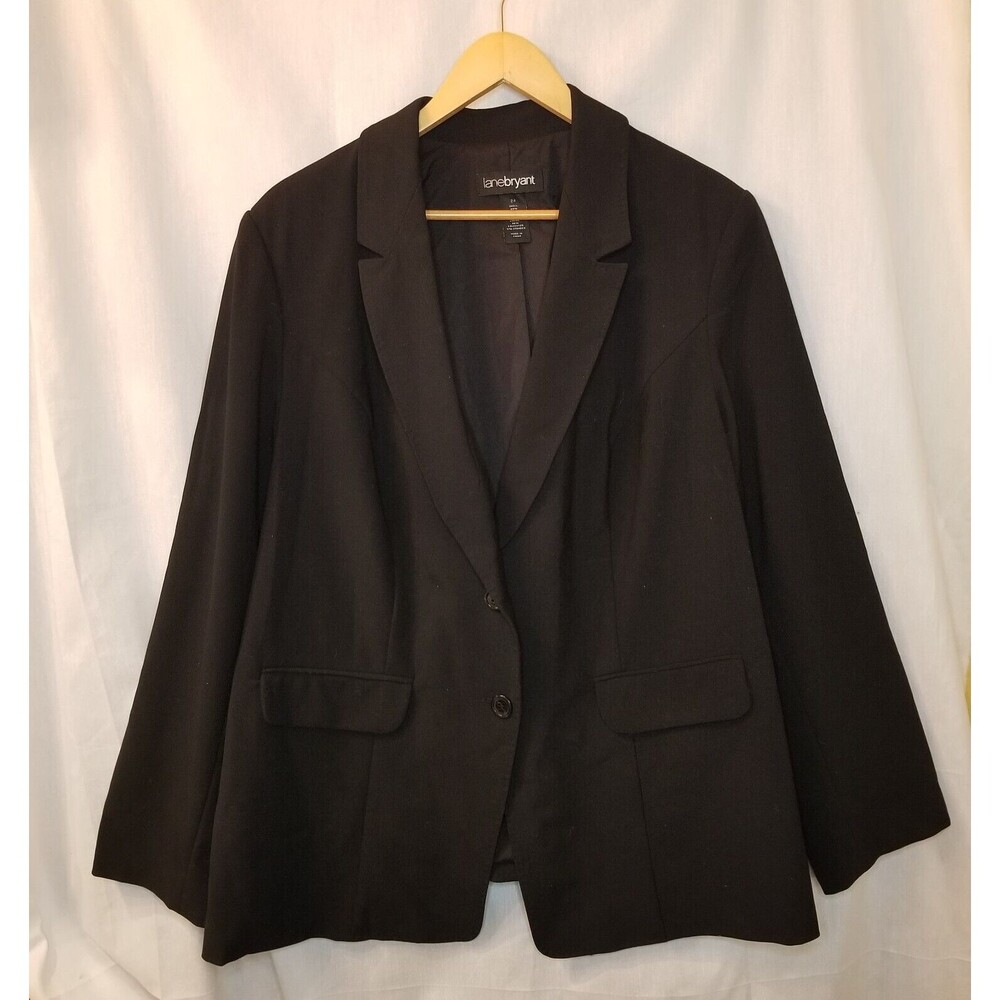 Lane Bryant Blazer Women's Plus 24 Black Two Button Jacket Office Career